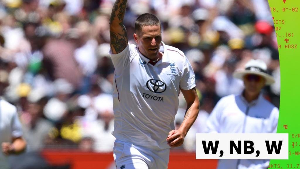 The Ashes 2025 fourth Test – day two: England’s Brydon Carse dismisses Australia’s Michael Neser and Mitchell Starc for ducks Brydon Carse