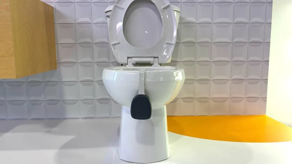 A New Smart Toilet Sensor May Be the Key to Solving Dehydration vivoo toilet attached to toilet seat