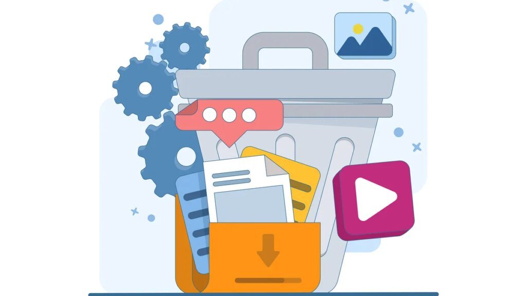 How Do Data Removal Services Actually Remove Your Data? A trash can icon with folders full of files, photos and videos.