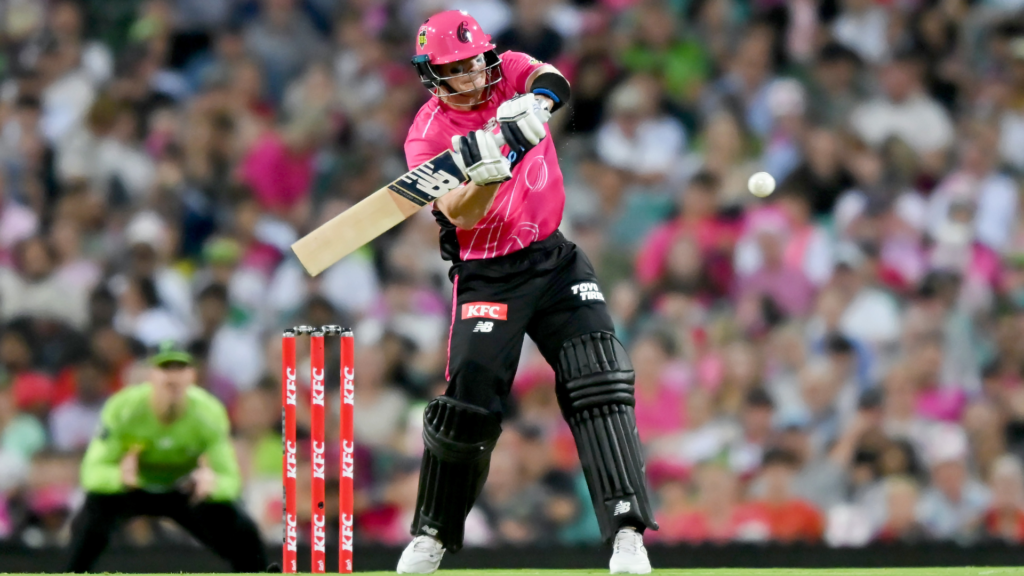 Steve Smith of Sydney Sixers bats during the BBL match between Sydney Sixers and Sydney Thunder at the Sydney Cricket Ground, on January 16, 2026, in Sydney, Australia