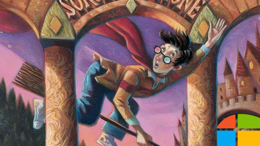 Accio Lawyers! Microsoft manager trained AI on pirated Potter books Harry Potter book cover with Microsoft logo