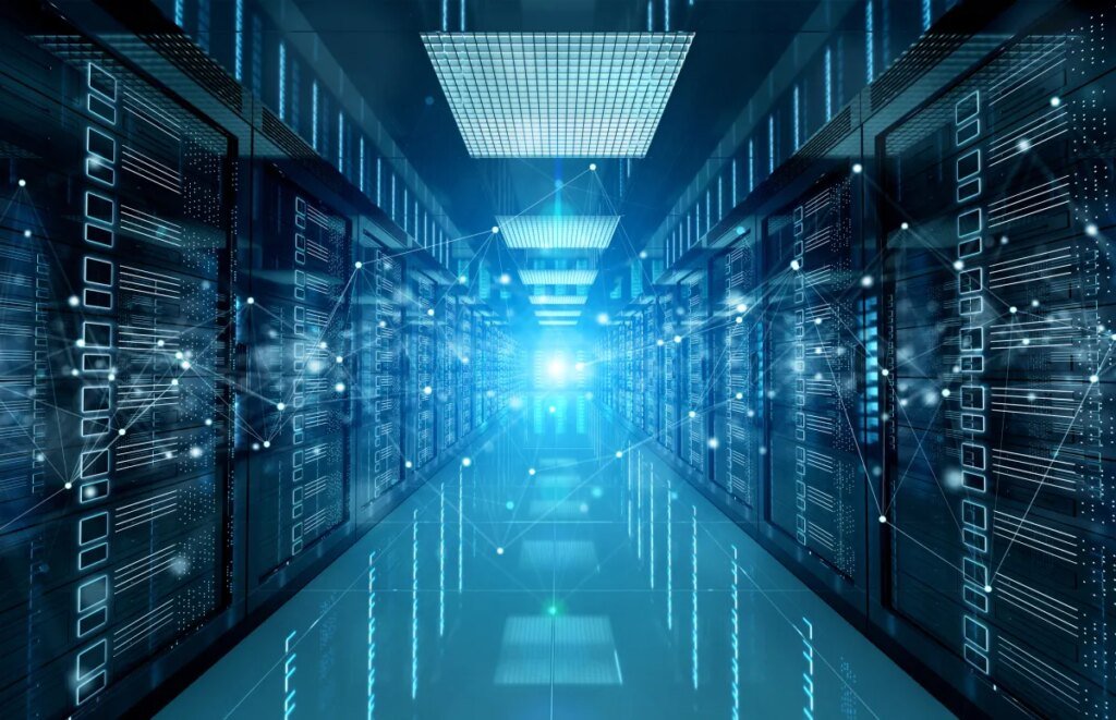 As AI data centers hit power limits, Peak XV backs Indian startup C2i to fix the bottleneck Blue tinted server room with overlay showing connections between the different equipment racks.