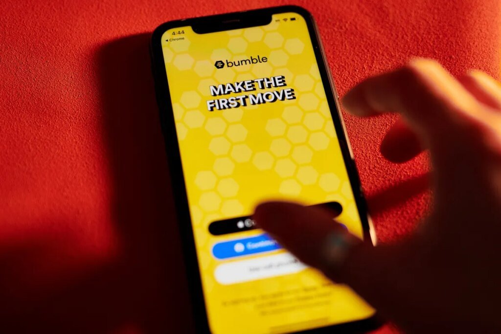 Bumble adds AI-powered photo feedback and profile guidance tools The Bumble app on a smartphone arranged in New York, US, on Monday, Nov. 6, 2023.