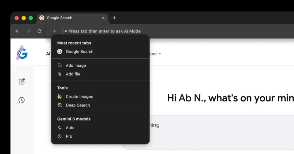 Google brings full AI Mode prompt box to Chrome address bar Google brings full AI Mode prompt box to Chrome address bar