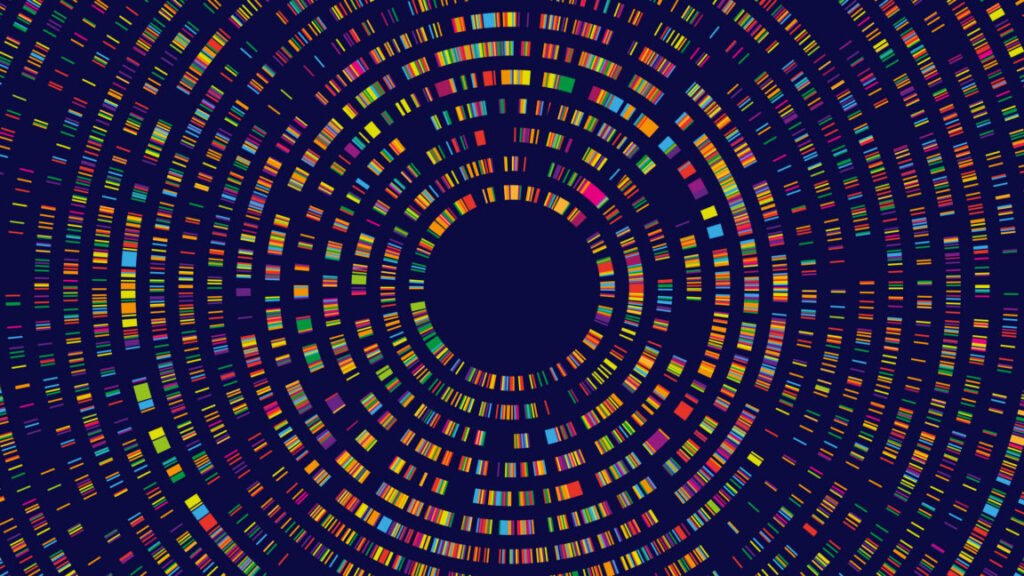 Have we leapt into commercial genetic testing without understanding it? multicolored fluorescent bands from DNA sequencing arranged in a series of concentric circles.
