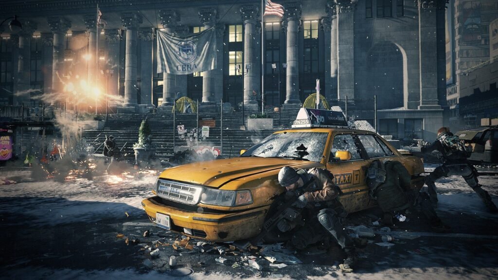 No, Ubisoft did actually announce The Division: Definitive Edition but no one saw it, and it’s not a remake or remaster like fans expected Three people hide behind a taxi in Tom Clancy's The Division: Definitive Edition