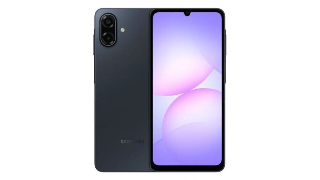 The Samsung Galaxy A07 5G in black.