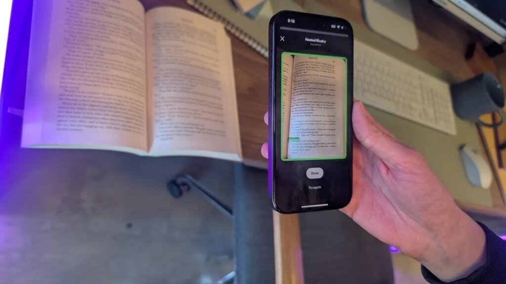 Page Match uses a phone to scan where you are in the audiobook