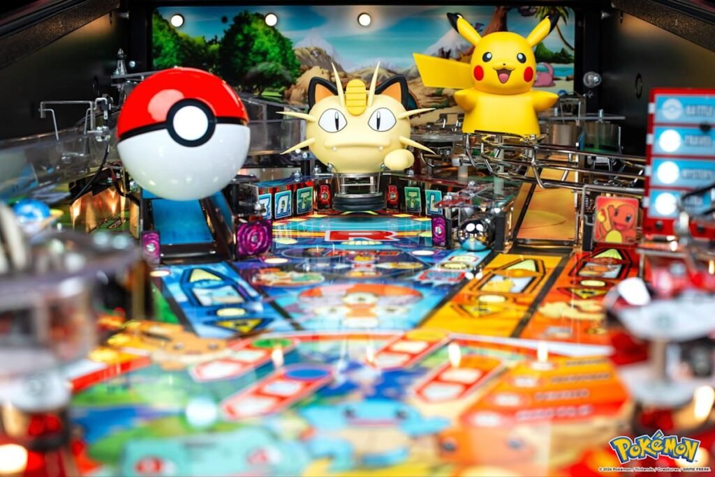The official Pokémon pinball machine has an animatronic Pikachu and a Master Ball plunger