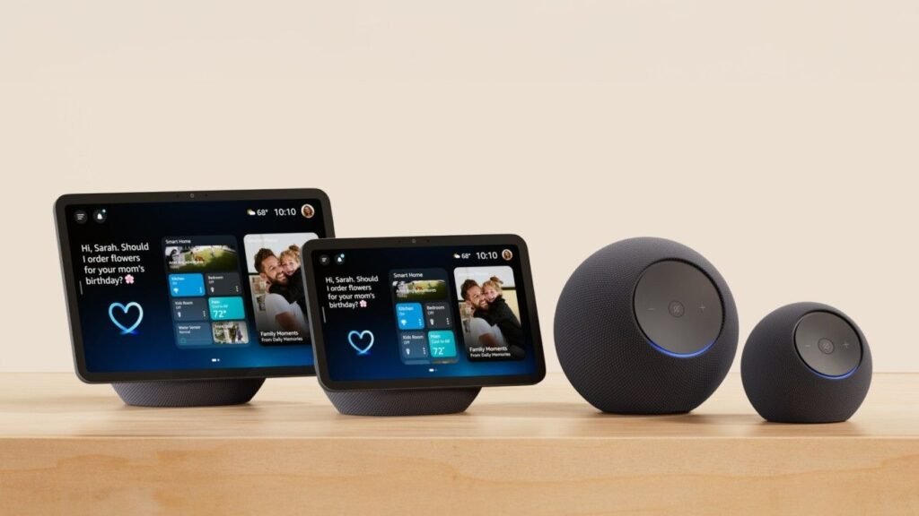 The 2025 Amazon Echo series launch, featuring the new Dot Max and the latest Show 8 and Show 11.