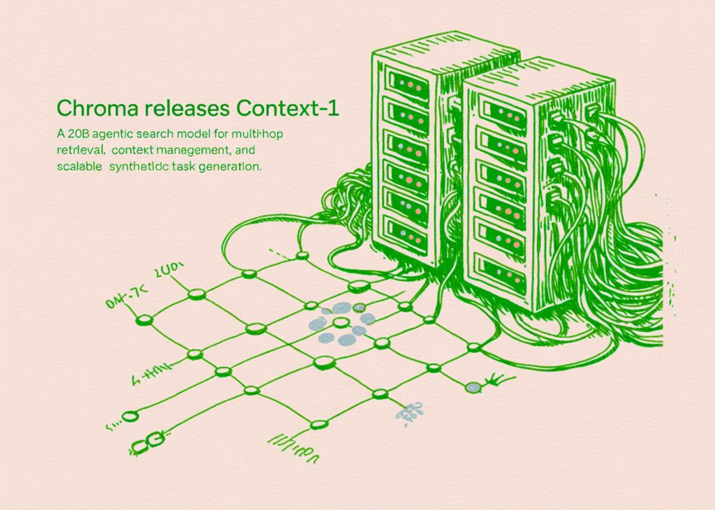Chroma Releases Context-1: A 20B Agentic Search Model for Multi-Hop Retrieval, Context Management, and Scalable Synthetic Task Generation Chroma Releases Context-1: A 20B Agentic Search Model for Multi-Hop Retrieval, Context Management, and Scalable Synthetic Task Generation
