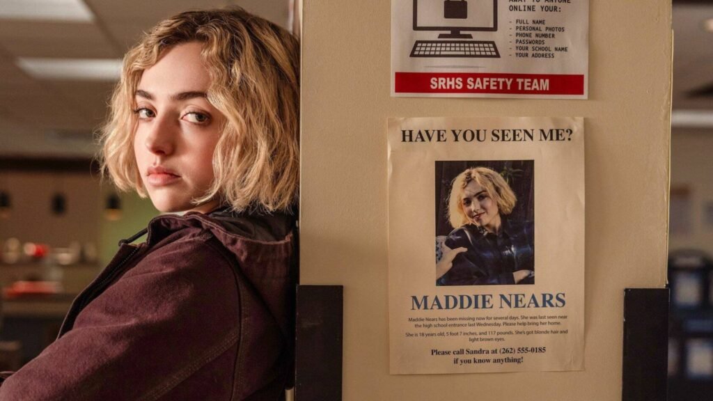‘You can feel where the story is going’: School Spirits star confirms hit Paramount+ show has more mileage as season 4 awaits renewal Maddie leans up against a pillar with a missing poster of her on it