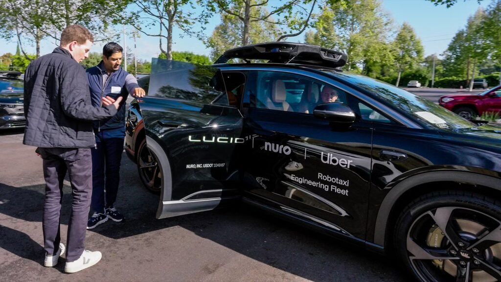 Uber and Nuro start robotaxi test rides in posh Lucid EVs
