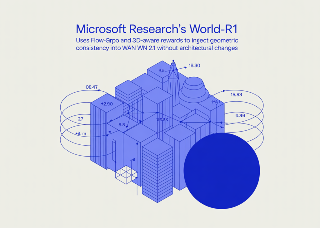 Microsoft Research's World-R1 Uses Flow-GRPO and 3D-Aware Rewards to Inject Geometric Consistency Into Wan 2.1 Without Architectural Changes