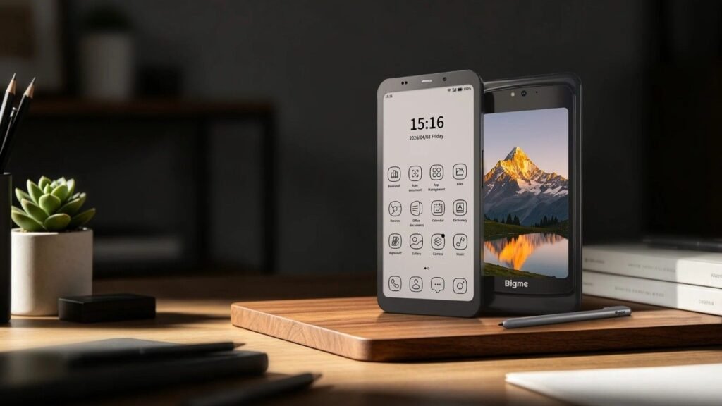 BigMe’s Hibreak Dual 2 looks like a better step in the right direction—will launch soon The BigMe Hibreak Dual 2 sitting on a table with a stylus beside it.